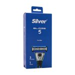 خودتراش مردانه 5 لبه بلیز 5 سیلور همراه با 3 تیغ یدک - Silver