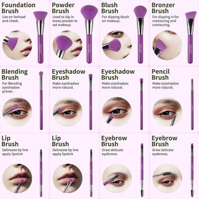 ست براش ۱۰ عددی نئون بنفش دوکالر