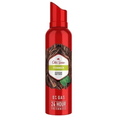 اسپری دئودورانت مردانه اولد اسپایس تیمبر - محافظت 24 ساعته با رایحه چوبی و دانه تونکا، فرمول بدون گاز و سازگار با محیط زیست