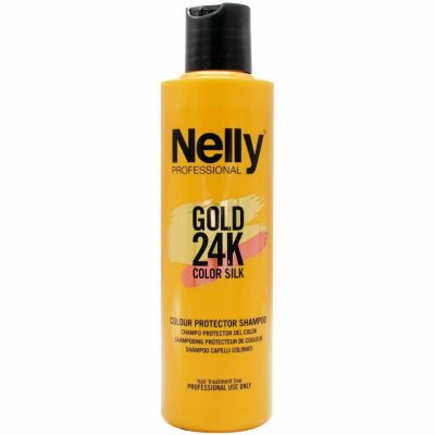 شامپو مناسب موهای رنگ‌شده نلی (Gold 24K Color Silk)، مناسب برای ترمیم و تثبیت رنگ مو