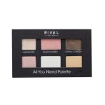 پالت آرایشی شش کاره شامل هایلایتر، رژ گونه، پودر بیک، دو کانسیلر و برنزر با طراحی استاندارد و سبک برای حمل آسان و آرایش کامل صورت است.